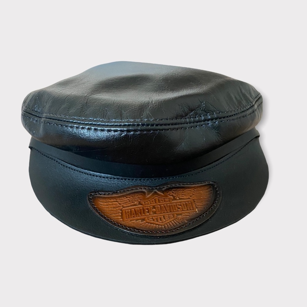 Harley Davidson Vintage Leather Motorcycle Leather Hat Like New